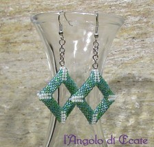 Bigiotteria artigianale / idea regalo ORECCHINI quadrati perline Miyuki Delica