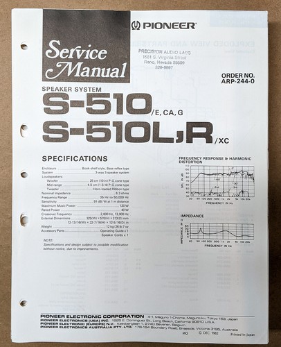 Pioneer 510 510l s - pioneer, s-510l
