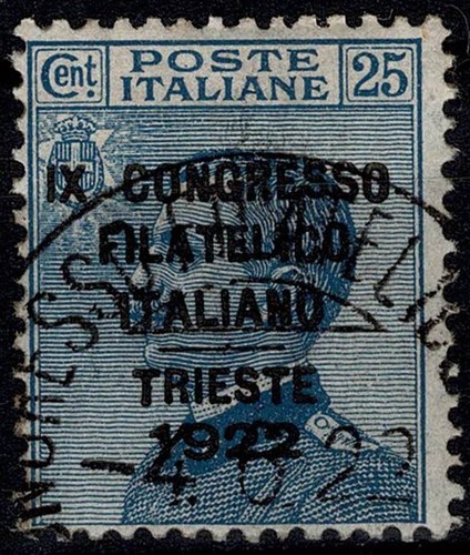 1922 regno cent - 25, azzurro