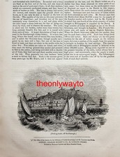 Barche da pesca al largo di Scarborough, Yorkshire, illustrazione libro (stampa), 1837