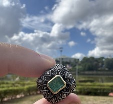 Anello Retro Anni 30 Oro 18 Kt E Smeraldo Naturale 