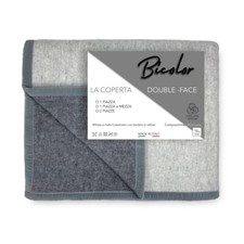 COPERTA BICOLOR in vera pura LANA vergine morbida e calda GRIGIO Melange