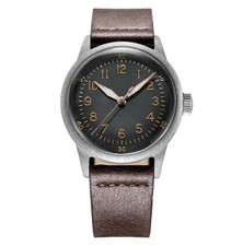 Praesidus Neptune Automatico Acciaio Pelle Invecchiato Militare Orologio Uomo