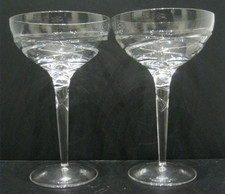 2 Crystal Champagne/Cocktail Coupe Glasses Optical Swirl-Royal Doulton Saturn