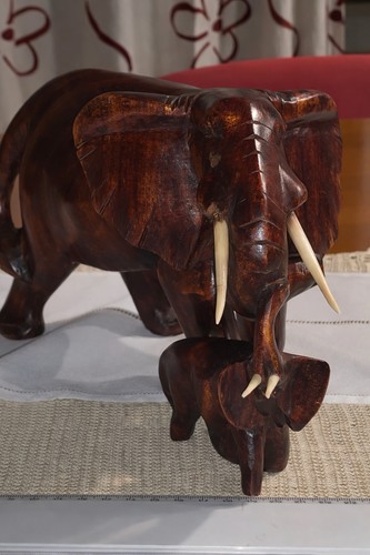 Scultura elefanti legno - elefanti,