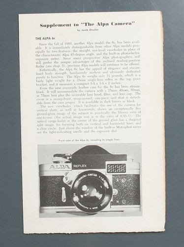 Alpa camera supplement - alpa, the