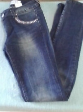 Jeans donna abbigliamento denim taglia 27 41 pantaloni blu scuro con strass