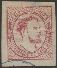 Spagna 1874 Carlista Governo Valencia 1/2 vera Rosa Tipo 1 - Usato