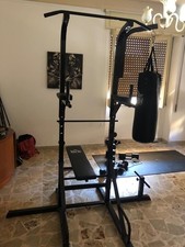  Power Tower con Panca e Sacco da Boxe di 20kg, Stazione Multiuso in Accia