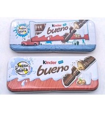 2 SCATOLE/SCATOLA/SCATOLINA IN LATTA-PAUSA SNACK-KINDER BUENO-FERRERO-VINTAGE