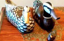 Famiglia Anatre Legno Dipinto A Mano