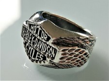 925 Argento Sterling Harley Motore Cycles Ali Motociclista Rocker Anello Usato