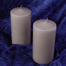 Coppia grandi candele Victoria Cereria di Giogio altezza 20cm ø 10 cm tortora