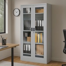 VETRINA MOD W-F6 CM 90X45 H.180 IN METALLO GRIGIO OPACO