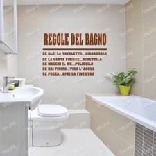 Adesivo Murale Bagno REGOLE DEL BAGNO 2 Wc Wall Sticker Tattoo