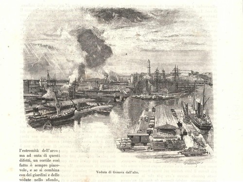 Stampa antica genova porto - stampa,