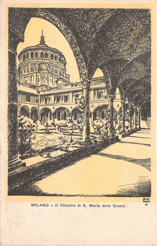 Cartolina milano chiostro - cartolina,