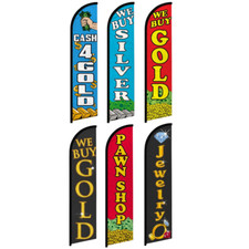 Bandiere Pubblicitarie Manica Completa Senza Vento Negozio Pegni Compriamo Variazione Oro