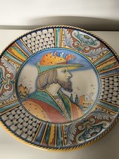 Piatto ceramica maiolica Larce Orvieto. Dipinto da Antonio Binaglia Deruta 40 Cm