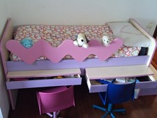 CAMERETTA COLOMBINI A PONTE CON 2 SCRITTOI E SEDIE PER RAGAZZA