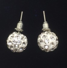 Trendy Unisex Shamballa Earrings with Clear Pave Swarovski Crystals 10mm