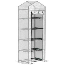 Mini Serra Cinque Ripiani Portatile Compatta Standing Giardino Verde 193cm Bianco