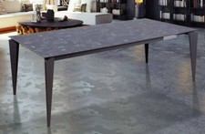 TAVOLO RETT. ALL.FINO 200 cm. CON BASE METALLO PIANI LEGNO MEL/LAMINATI *80AG