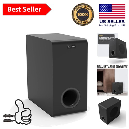 Sleek black powered - black, subwoofer