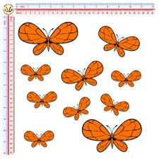 sticker butterfly orange black print pvc farfalle adesivi auto moto casco 10 pz