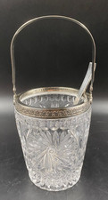 Porta ghiaccio cesto cestello vaso argentato cristallo molato U Grassano