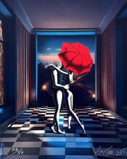 MARK KOSTABI 50x40 serigrafia su carta " Veil of desire " abbraccio amore bacio