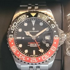 Bracciale Uomo Steinhart Ocean 39 GMT Nero Rosso Ceramica Ottimo Giubileo 39mm 300m