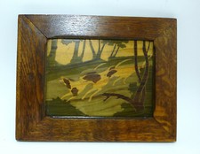 Quadro In Legno Con Intarsio Intorno Al 1900 Caccia Cacciatore Di Cani