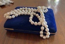 Bella E Lunga Collana  Vintage In Perle Giapponesi E Chiusura In Oro 750