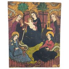 DIPINTO NEOGOTICO FINE 1800 PALA D'ALTARE SANTA CATERINA MARGHERITA BARBARA...