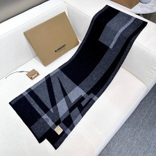 SCIARPA BURBERRY 100% LANA CASHMERE NERO E GRIGIO