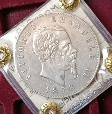 5 Lire 1878 R Periziata BB+ Non Comune- Vittorio Emanuele II Regno D'Italia