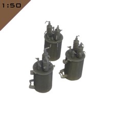 3x TRASFORMATORE ROTONDO MONTATO A PALO STAMPATO IN 3D 1:50 Modello MiniaturaDiorama Scenario