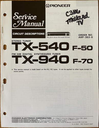 Pioneer 540 tx 940 - pioneer, tx-940