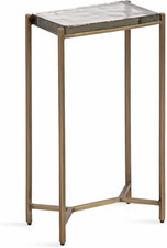 Aguilar Tavolino Moderno Glam Slim, 12 X 7 X 22, Vetro Trasparente e Ottone Anticato,