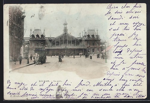 Cpa roubaix gare 1901 - cpa,