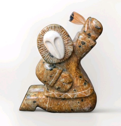 Vintage carved soapstone inuit - carved,