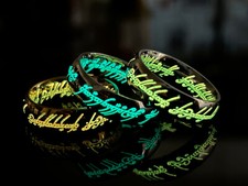 Signore Degli Anelli: Anello Acciaio Oro/Blu Elfico Fosforescente Glow / Notte