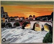 Dipinto Olio Su Tela Ponte