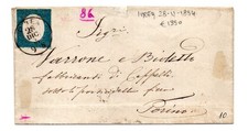 SARDEGNA 1854 IVREA PER TORINO RARO COLORE