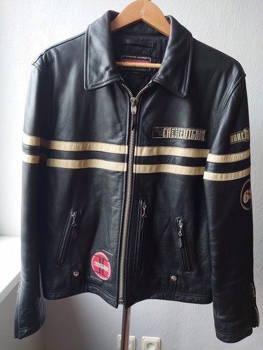 Giacca pelle nera motociclista