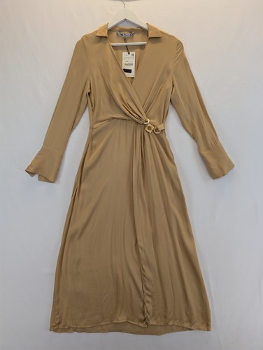 Abito midi zara beige viscosa - zara,