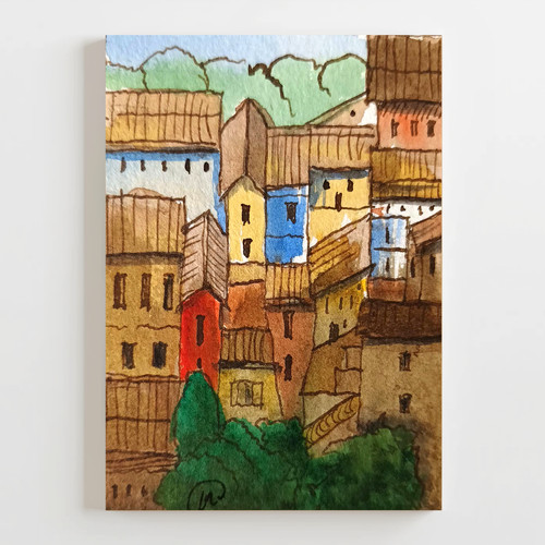 Colorata arte villaggio - colorata,