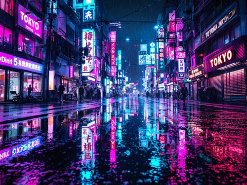Poster neon tokyo cyberpunk - poster,