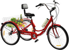 Triciclo Da 24 Pollici per Adulti, Triciclo a 7 Marce, Bicicletta Pieghevole, Tr